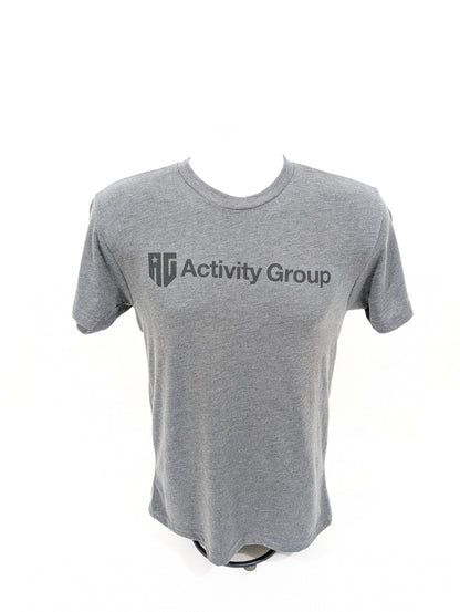 Gray t-shirt with 'Activity Group' logo on a white background